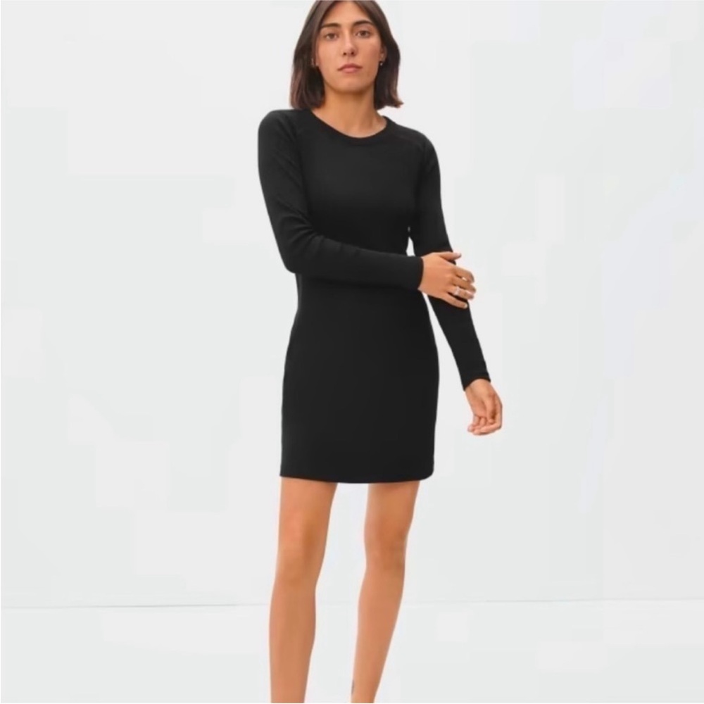 Everlane The organic ribbed long sleeve mini dress - medium new